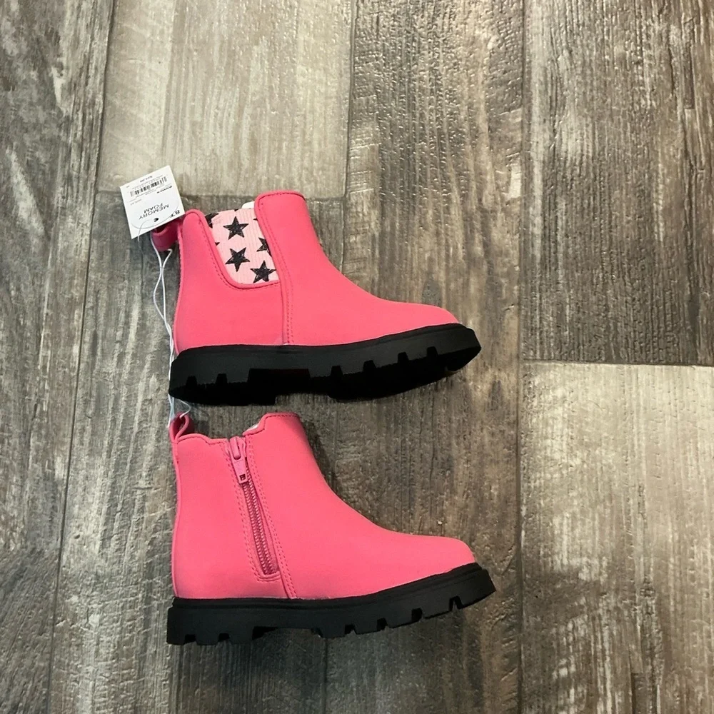 Jumping Beans Girl’s Pink Star-Panel Chelsea Boot Size 8